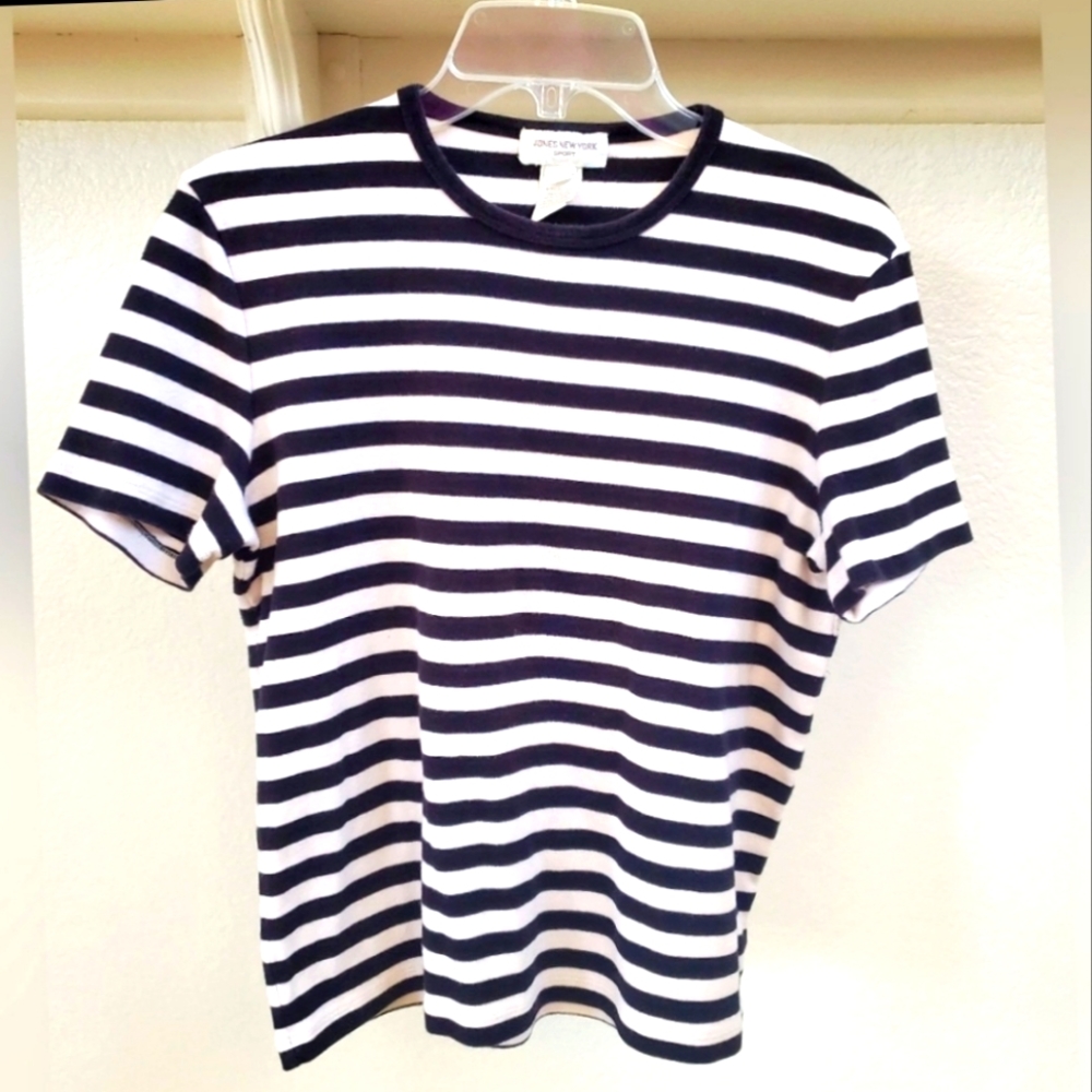 Jones New York Cotton Stiped Tee, Size L